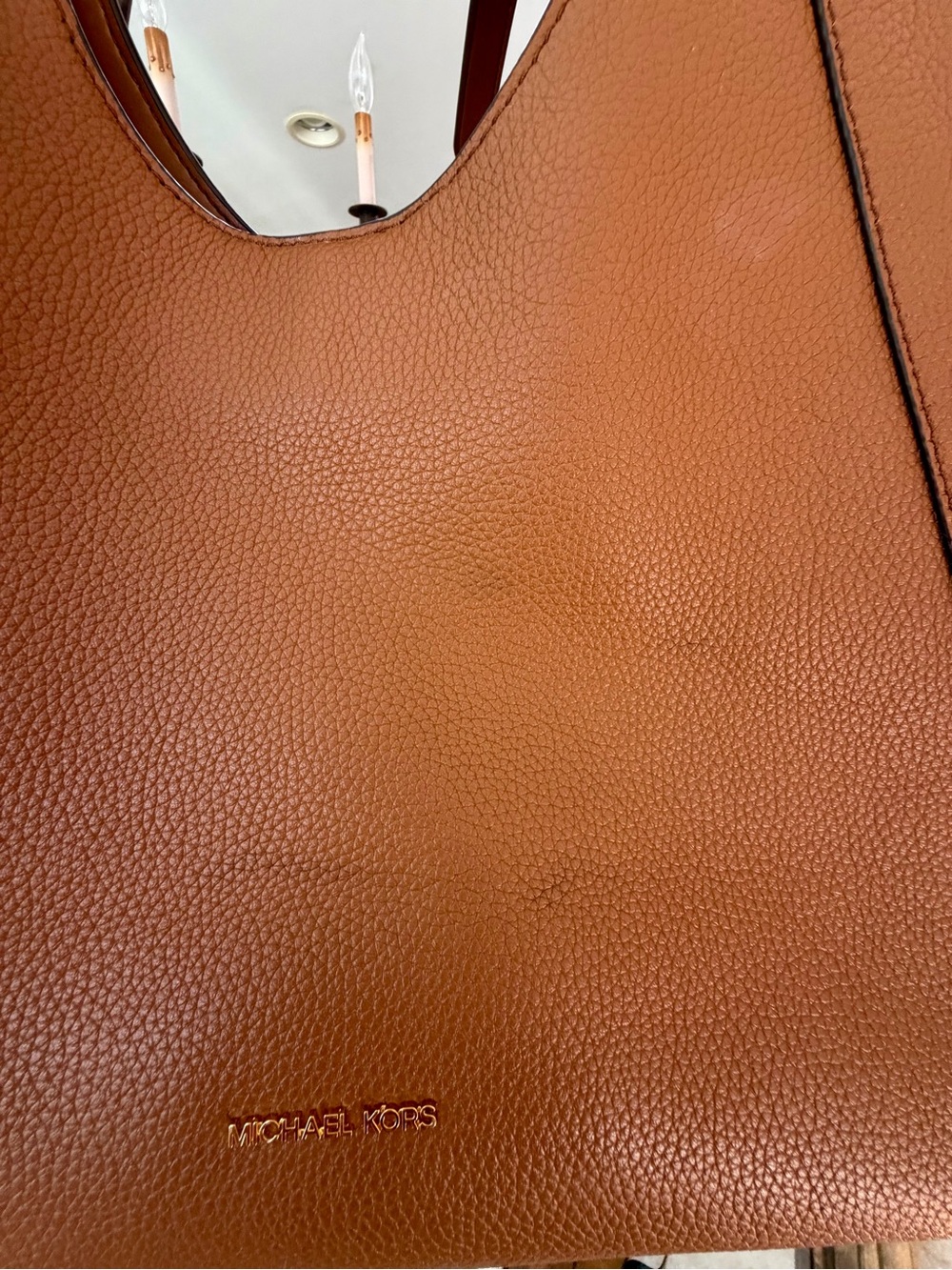 Michael Kors Pebbled Leather Tote in Cognac Brown - Picture 9 of 11
